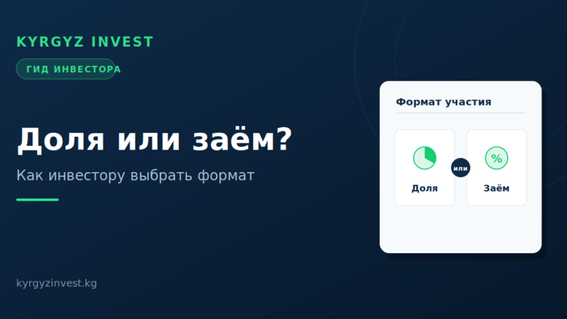 Доля или заём: как инвестору выбрать формат участия в проекте